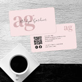QR Code Roze Monogram Script Social Media Visitekaartje
