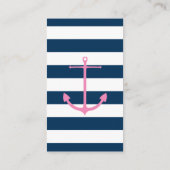 QR-code Roze Navy Nautical Vrijgezellenfeest Regis Informatiekaartje (Achterkant)