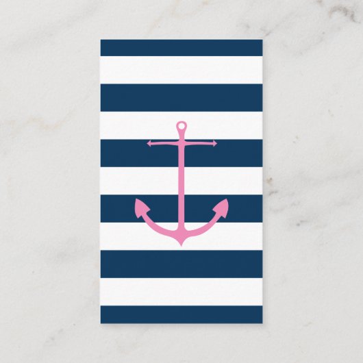 QR-code Roze Navy Nautical Vrijgezellenfeest Regis Informatiekaartje (Achterkant)