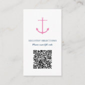 QR-code Roze Navy Nautical Vrijgezellenfeest Regis Informatiekaartje (Voorkant)