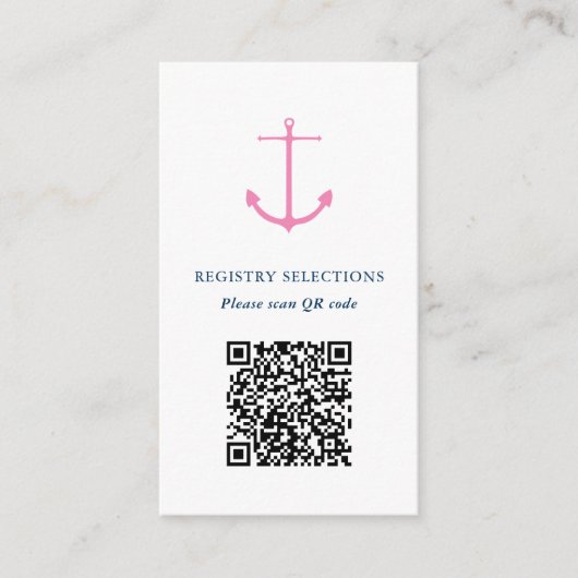 QR-code Roze Navy Nautical Vrijgezellenfeest Regis Informatiekaartje (Voorkant)