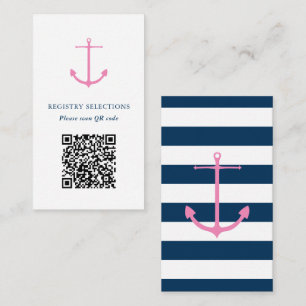 QR-code Roze Navy Nautical Vrijgezellenfeest Regis Informatiekaartje