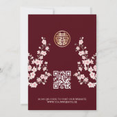 QR-code Roze Oosterse Bloesem Chinese Trouw Kaart (Achterkant)