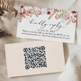 QR-code Roze Peach Wedding RSVP Enclosure Kaart Visitekaartje