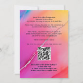 🎓 QR Code Roze Regenboog Marmer Afstudeerfeest Kaart (Achterkant)