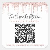 QR Code Roze Rose Gold Glitter Drivers Bedrijfsnaa Vierkante Sticker (Voorkant)