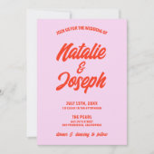 QR Code Roze Sinaasappel Bright Funky Unieke bruil Kaart (Voorkant)