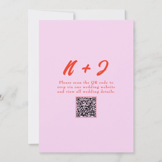 QR Code Roze Sinaasappel Bright Funky Unieke bruil Kaart (Achterkant)