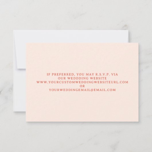 QR Code Roze Streep Bloemen Bruiloft QR RSVP Kaartje (Achterkant)