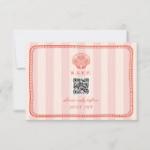 QR Code Roze Streep Shell Bruiloft QR RSVP (Voorkant)