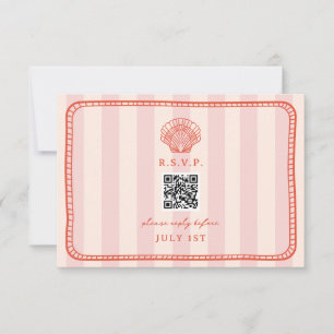 QR Code Roze Streep Shell Bruiloft QR RSVP