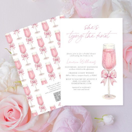 QR Code Roze Strik Bruid Gaat Trouwen Bruidsfeest Kaart