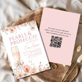 QR Code Roze strik Parels & Prosecco Vrijgezellenf Kaart