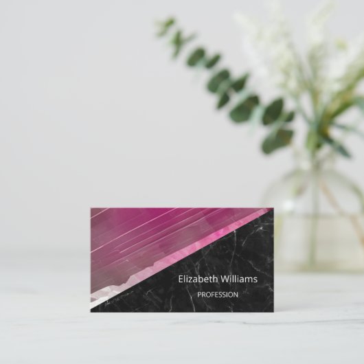 QR-code | Roze toeristische maline Gemstone Crysta Visitekaartje (Staand voorkant)