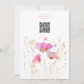 QR Code Roze Waterverf Bloemrijke Bat Mitzvah  Kaart (Achterkant)