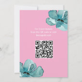QR-code Roze Waterverf Bloemstuk Bat Mitzvah Kaart (Achterkant)