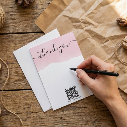 QR code roze waterverf dank u kaart invoegen
