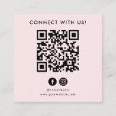 QR-code Roze Wit Aangepaste Logo Neem contact met Vierkante Visitekaartje (Achterkant)