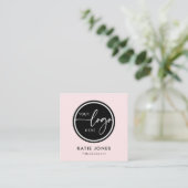 QR-code Roze Wit Aangepaste Logo Neem contact met Vierkante Visitekaartje (Staand voorkant)