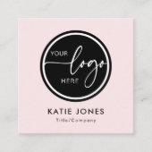 QR-code Roze Wit Aangepaste Logo Neem contact met Vierkante Visitekaartje (Voorkant)