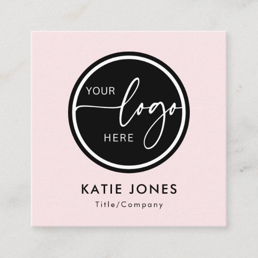 QR Code Roze Wit Aangepaste Logo Verbind met ons Vierkante Visitekaartje (Voorkant)