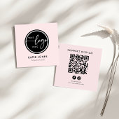 QR Code Roze Wit Aangepaste Logo Verbind met ons Vierkante Visitekaartje