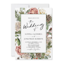 QR Code Rozen en pine Calligraphy Winter Wedding