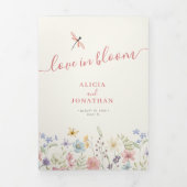 QR-code RSVP alles in één bloemenbruiloft Drieluik Uitnodiging (Cover)