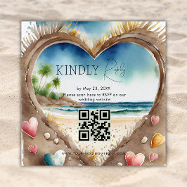 QR-code RSVP Beach Ocean Tropical Wedding Insert Informatiekaartje