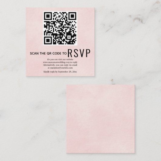 QR-code RSVP bevlekte zachte roze bruiloft Informatiekaartje (Voorkant / Achterkant)