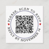 QR-code RSVP blauwe grens en bruiloft Informatiekaartje (Voorkant)