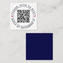 QR-code RSVP blauwe grens en bruiloft