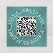 QR-code RSVP blauwgroen blauw bevlekt en bruiloft  Informatiekaartje (Voorkant)