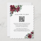 QR Code RSVP Bourgondië Bloemen Winter Bruiloft Kaart (Achterkant)