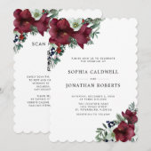 QR Code RSVP Bourgondië Bloemen Winter Bruiloft Kaart (Voorkant / Achterkant)