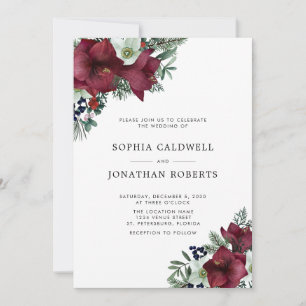 QR Code RSVP Bourgondië Bloemen Winter Bruiloft Kaart