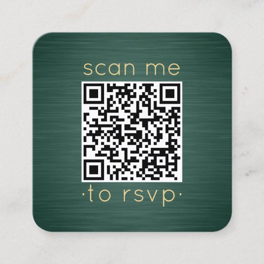 QR-code RSVP bruiloft — Groene goudbehuizing met d Vierkante Visitekaartje (Voorkant)