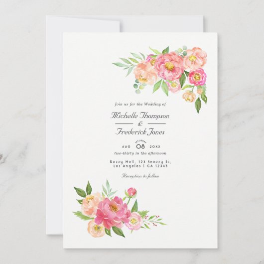 QR-code RSVP-bruiloft voor Waterverf-lente Kaart (Voorkant)