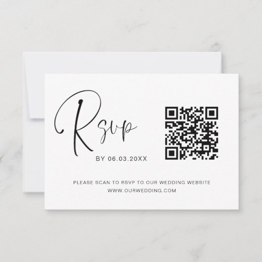 QR-code RSVP bruiloft Website legant Kaartje (Voorkant)
