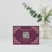 QR-code RSVP bruiloft website plum and Gold Lijst Informatiekaartje (Staand voorkant)