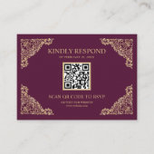QR-code RSVP bruiloft website plum and Gold Lijst Informatiekaartje (Voorkant)