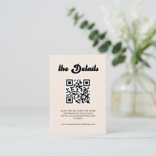 QR-code RSVP-bruiloft Website Visitekaartje (Staand voorkant)