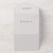 QR-code RSVP Calligrafie Elegant Eggshell Wedding All In One Uitnodiging (Buitenkant)
