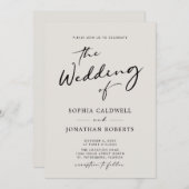 QR-code RSVP Calligrafie Elegant Eggshell Wedding Kaart (Voorkant / Achterkant)