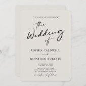 QR-code RSVP Calligrafie Elegant Eggshell Wedding Kaart (Voorkant / Achterkant)