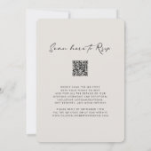 QR-code RSVP Calligrafie Elegant Eggshell Wedding Kaart (Achterkant)