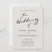 QR-code RSVP Calligrafie Elegant Eggshell Wedding Kaart (Voorkant)
