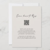 QR-code RSVP Calligrafie Elegant Eggshell Wedding Kaart (Achterkant)