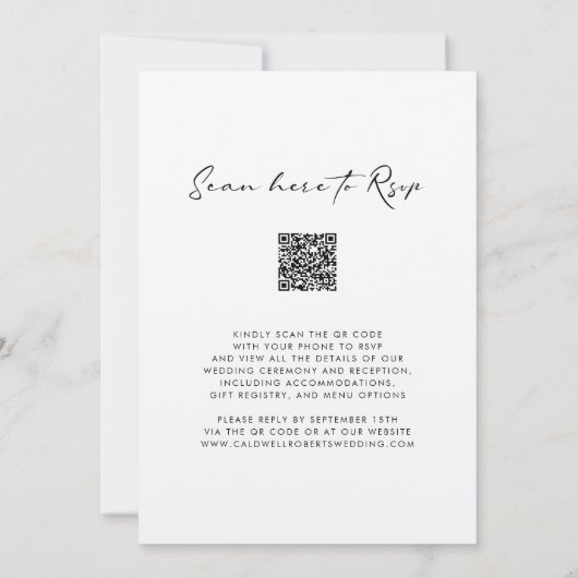 QR-code RSVP Calligraphy Kraft Paper Wedding Kaart (Achterkant)