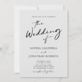 QR-code RSVP Chic Calligraphy Gray Wedding Kaart (Voorkant)